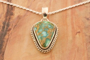 Artie Yellowhorse Genuine Sonoran Gold Turquoise Sterling Silver Navajo Pendant